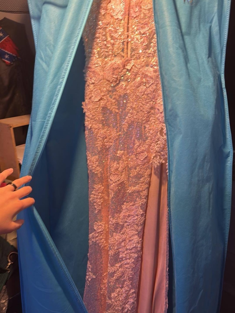 Pink Lace Sequin prom dress